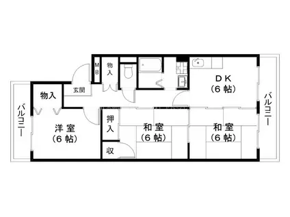 レジデンス三宅(3DK/2階)の間取り写真