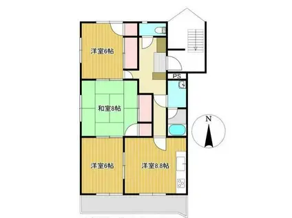 コンドミニアム屋島(3DK/3階)の間取り写真