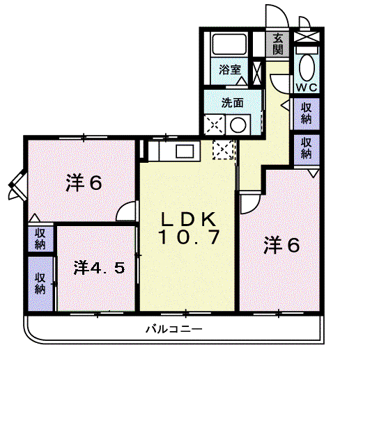 ローレル ハイツ(3LDK/3階)の間取り写真