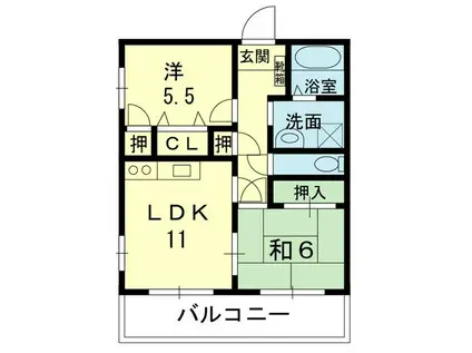 ロイヤルハイムII(2LDK/1階)の間取り写真
