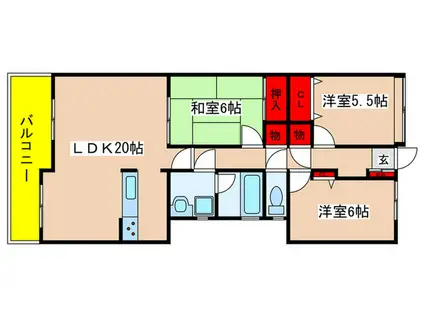 読売ランド第一マンションズ(3LDK/1階)の間取り写真