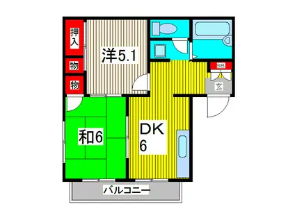 エステートピア黒田(2DK/1階)の間取り写真