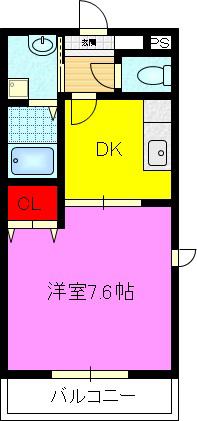 アムール諸福A(1K/1階)の間取り写真