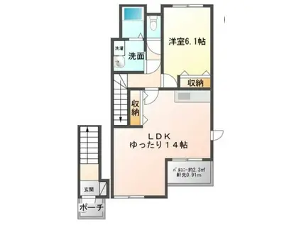 アクロス(1LDK/2階)の間取り写真