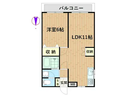 プリモカシマ(1LDK/1階)の間取り写真