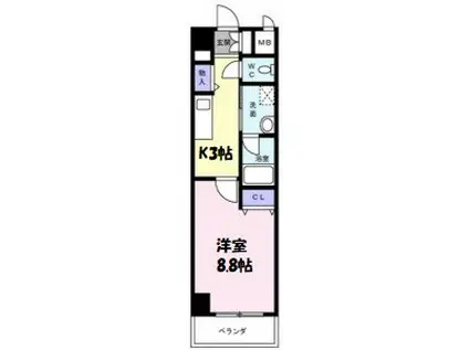 ニューシティアパートメンツ円上町(1K/1階)の間取り写真