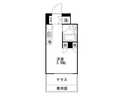 プレールドゥーク新宿御苑(ワンルーム/1階)の間取り写真