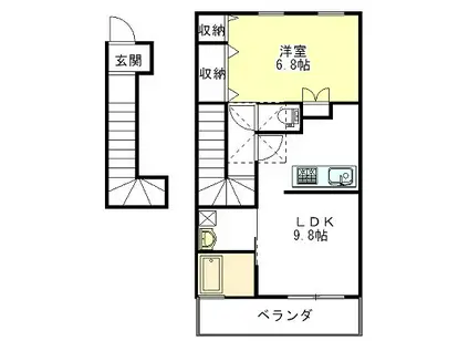 プレタメゾン伍号館(1LDK/2階)の間取り写真