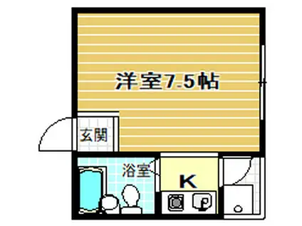 メゾン白鳥パ-トⅢ(ワンルーム/2階)の間取り写真