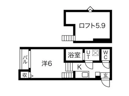 KS GARDEN栄生II(1K/1階)の間取り写真