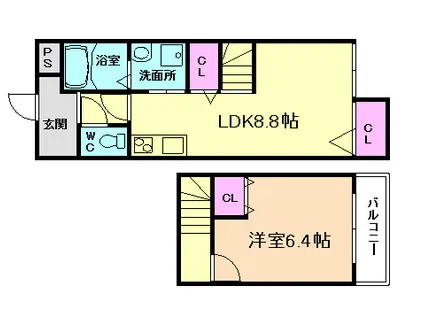 スリーハーブズ姫島(1LDK/1階)の間取り写真