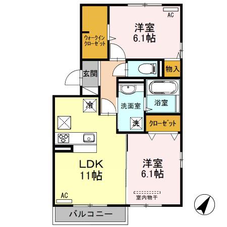 ライフレジデンス 201(2LDK/2階)の間取り写真
