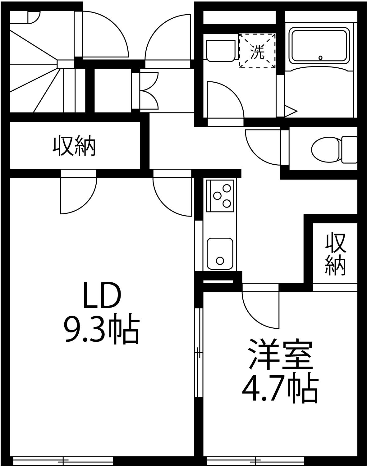 ミルキーウェイ(1LDK/1階)の間取り写真