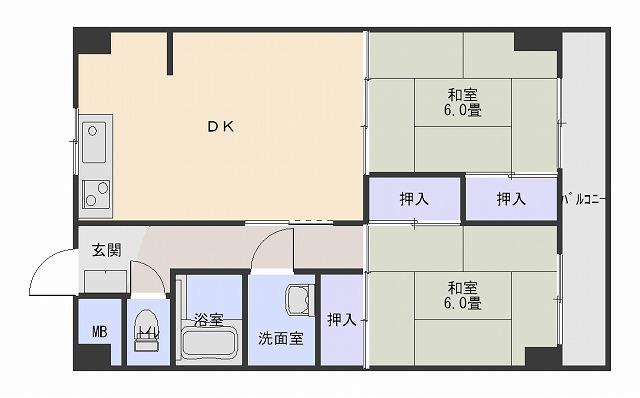 サイトーバルコニー(2LDK/6階)の間取り写真