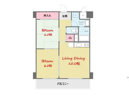 ヴェルジュール21(2LDK/6階)の間取り写真