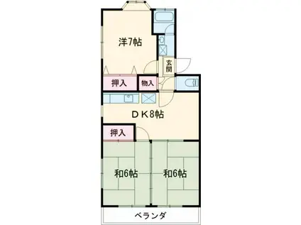 松美第2マンション(3DK/1階)の間取り写真