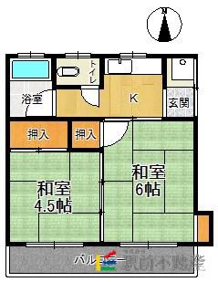 花畑アパート(2K/1階)の間取り写真