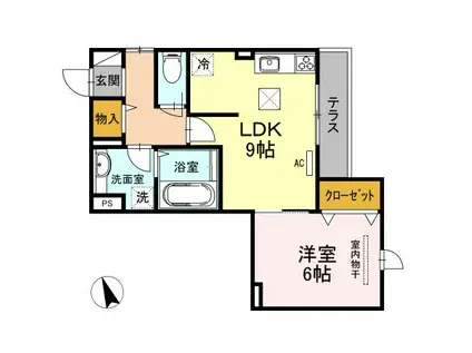 カーサ アリーヴォI(1LDK/1階)の間取り写真