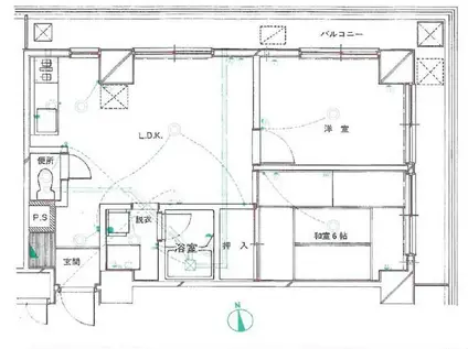 朝日雷門マンション(2DK/10階)の間取り写真