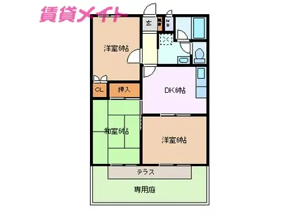 グリーンパーク松原(3DK/1階)の間取り写真