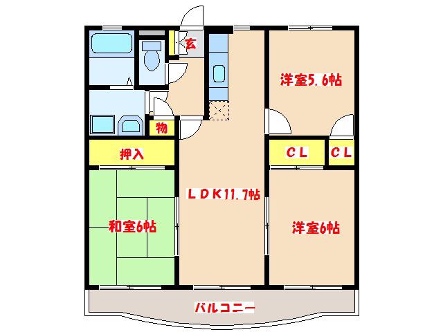 グランレーブ(3LDK/1階)の間取り写真
