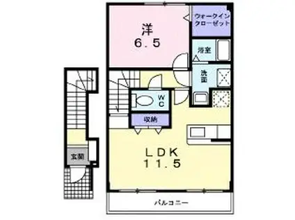 オベルジーヌ(1LDK/2階)の間取り写真