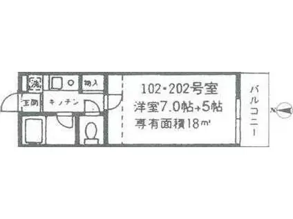 セントハイムつつじヶ丘壱番館(1K/1階)の間取り写真