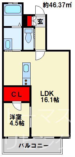 LA CASA FELICE(1LDK/1階)の間取り写真