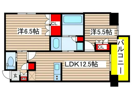 アヴァンセテラス御幸山II(2LDK/2階)の間取り写真