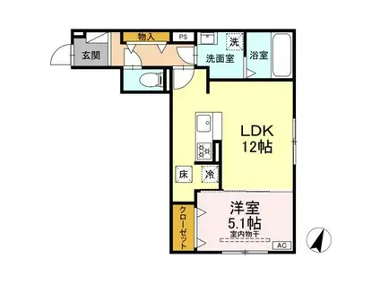 D-HILLS広沢(1LDK/1階)の間取り写真