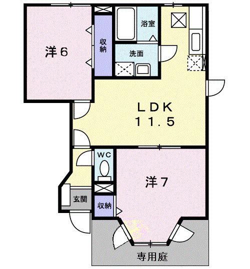 グランシャルム(2LDK/1階)の間取り写真