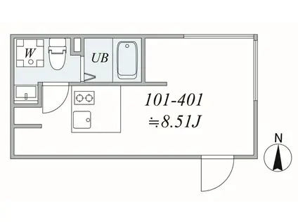 TRIAS185(1DK/1階)の間取り写真