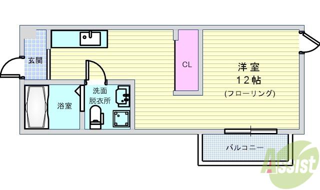 SUJU(ワンルーム/4階)の間取り写真