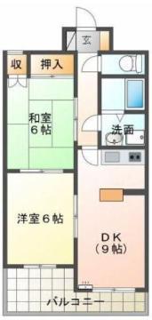 エーデルハイムK(2DK/3階)の間取り写真