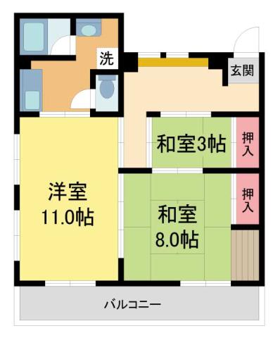 日東マンション(2LDK/4階)の間取り写真