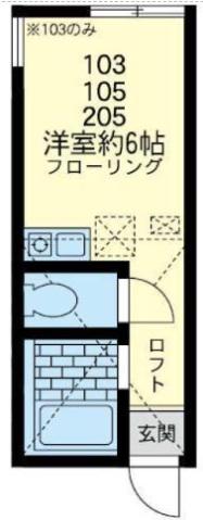 ユナイト横須賀中央グラナダの杜(ワンルーム/2階)の間取り写真