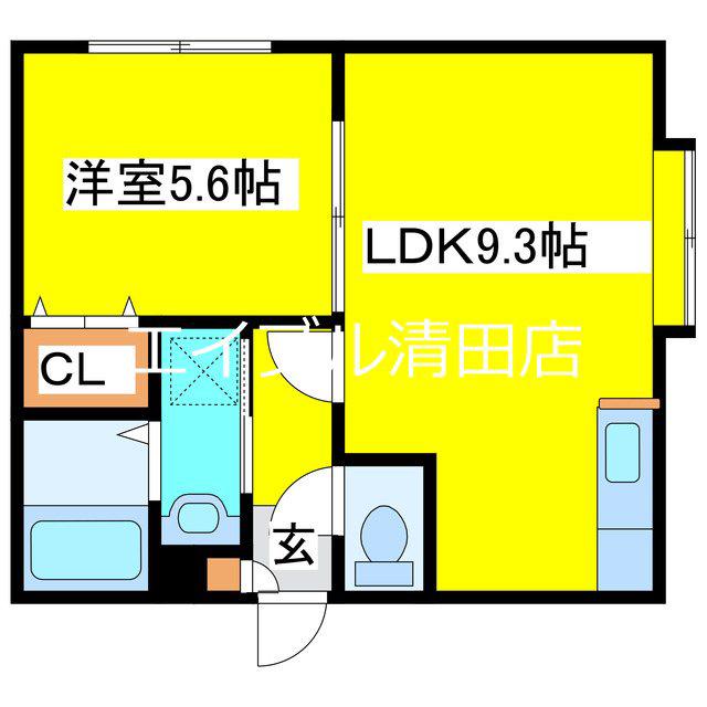 クレセール清田(1LDK/2階)の間取り写真