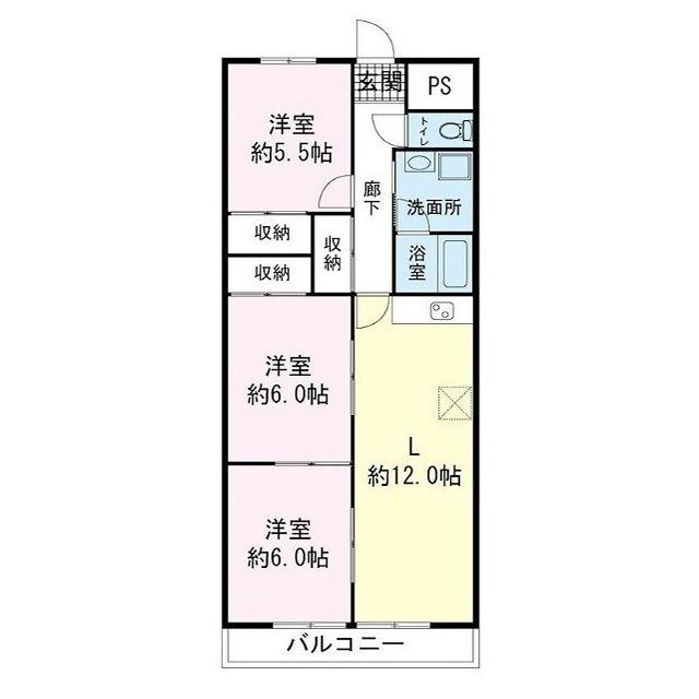 メゾン興国(3LDK/4階)の間取り写真