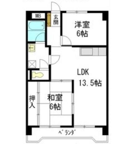 ハイツ白山(2LDK/3階)の間取り写真