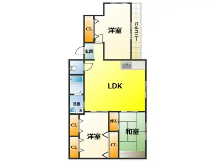 ユウパレス府中西(3LDK/2階)の間取り写真