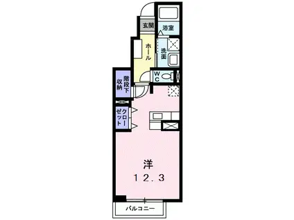 サンライト(ワンルーム/1階)の間取り写真