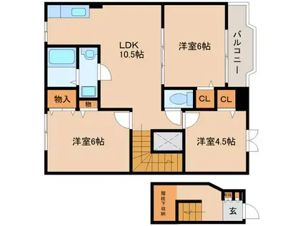 アサテラスII(3LDK/2階)の間取り写真