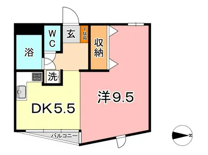Rコート(ワンルーム/2階)の間取り写真
