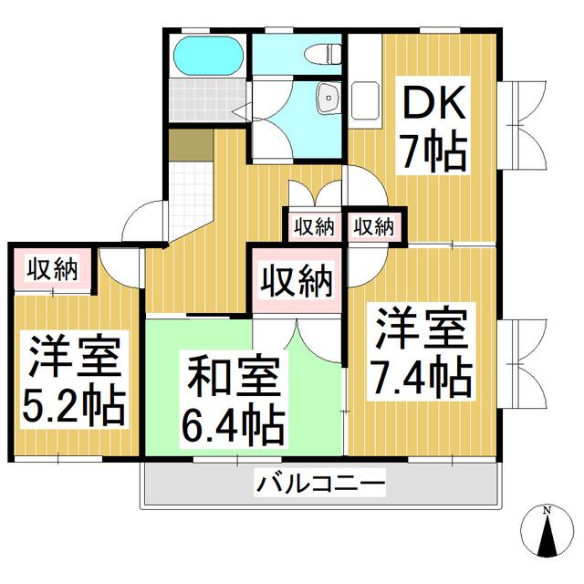 フレグランスアイビーA棟(3DK/1階)の間取り写真