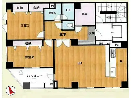 プレイスカサレリア(2SLDK/6階)の間取り写真