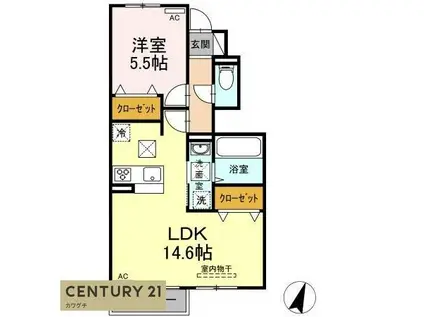 カーサ・ドマーニ B棟(1LDK/1階)の間取り写真