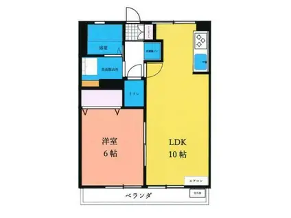 若宮ハイツ(1LDK/2階)の間取り写真