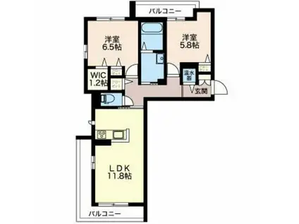 ソサイティー鵯島(2LDK/3階)の間取り写真