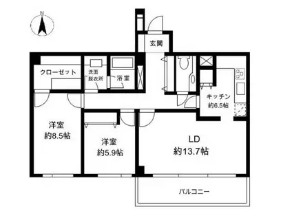ブルグ池田山(2SLDK/2階)の間取り写真