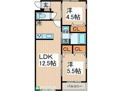 MAISON DE SOURIRE(2LDK/2階)の間取り写真
